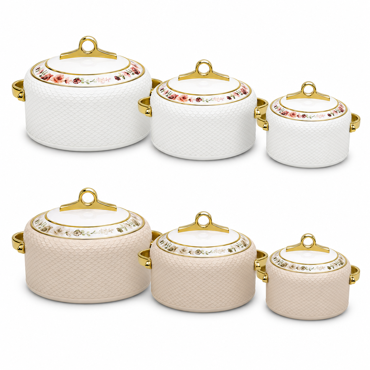 Coral 3 Pcs Hotpot Set - GOLD Handle - Medium (2500, 3500, 5000ml)