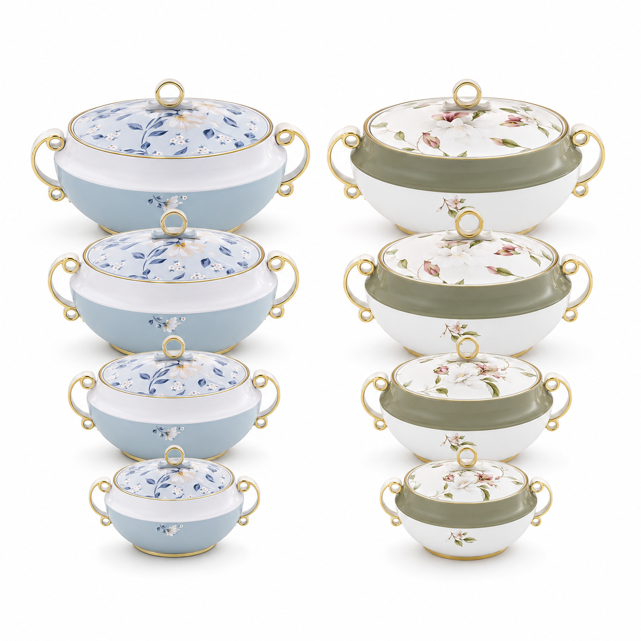 Bloom 4 Pcs Hotpot Set Sizes: 500, 1000, 1500, 2000ml