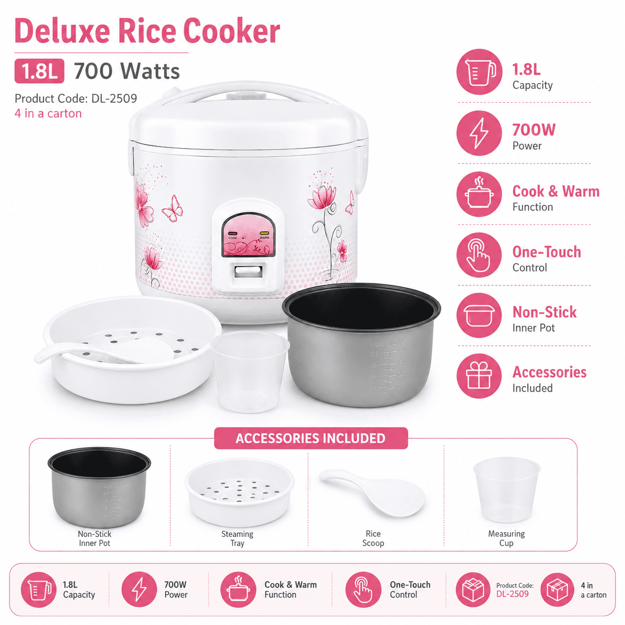 Deluxe Rice Cooker - 1.8 litre