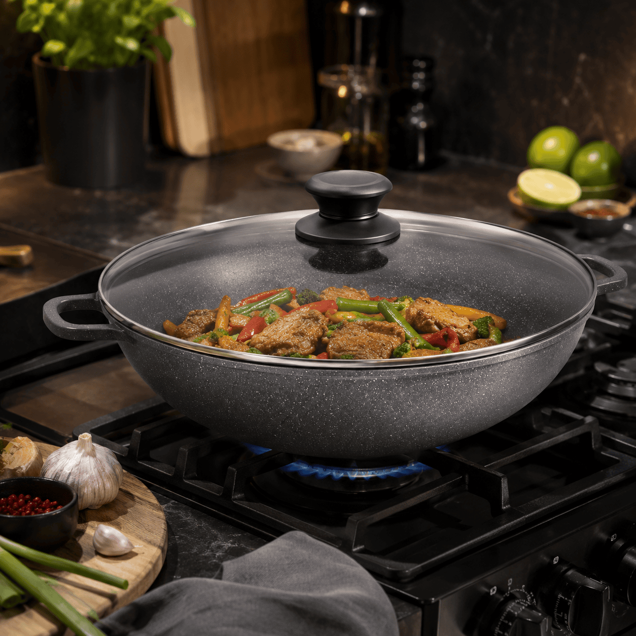 Nova Diecast Non-Stick  Wok 40cm Grey