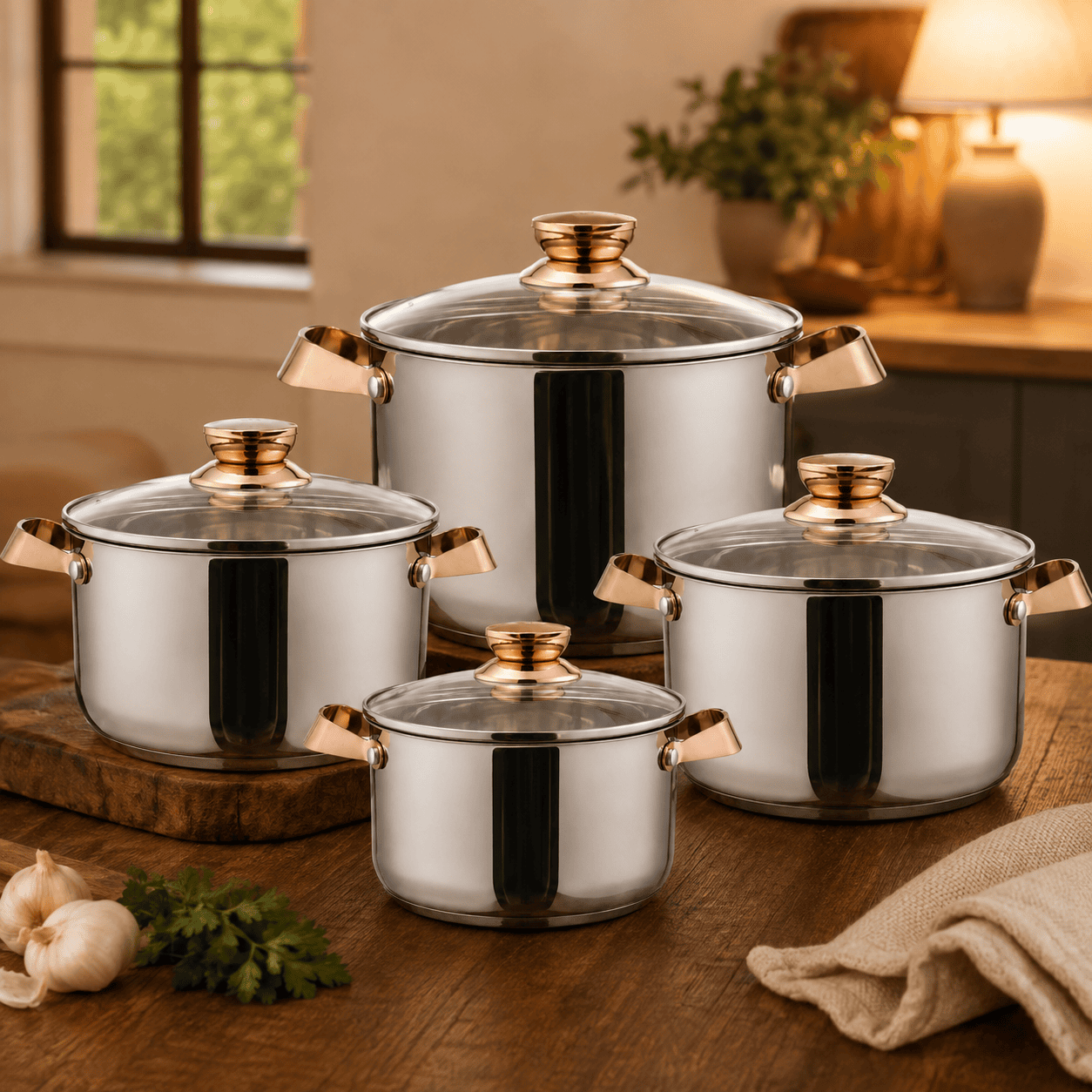 4pc Stainless Steel Stockpot Pot 16-18-20-24cm